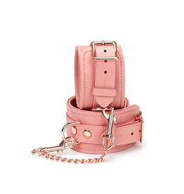 Pink Leather Wrist Cuffs with Locking Buckle 