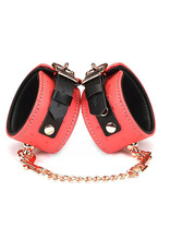 Pink Leather Wrist Cuffs with Locking Buckle