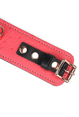 Pink Leather Wrist Cuffs with Locking Buckle