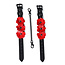 Liebe Seele Leather Flower Wrist Restraints: Red and Black