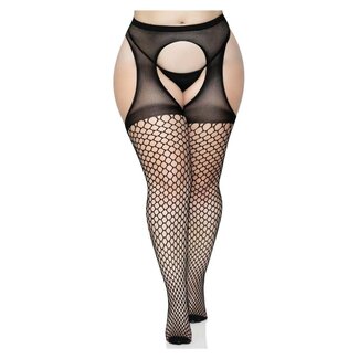 Leg Avenue Oval Net Suspender Hose with Opaque Top