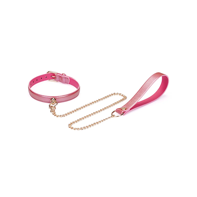 Liebe Seele Lustre Rose Leather Collar with Leash