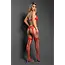 Fantasy Lingerie Sheer Stripped Down Halter Teddy Bodystocking with Cut-Out Back Red