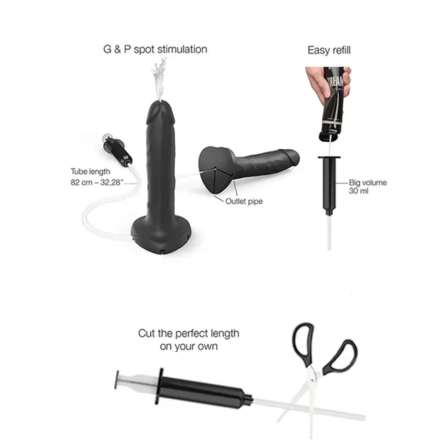 lovely Planet Strap-On-Me Squirting Cum Realistic Dildo Large Black
