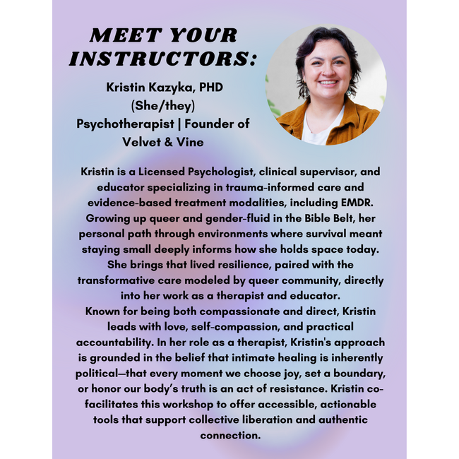 Workshop: Reclaiming Pleasure: Trauma Informed Queer Sexual Practices