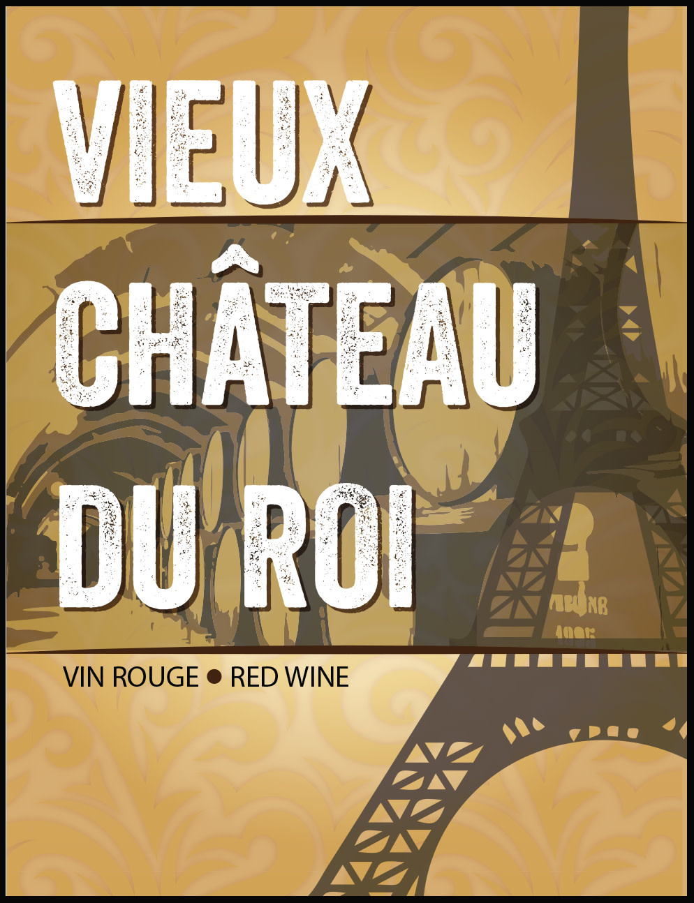 LD Carlson Wine Labels 30 Count (Vieux Chateau Du Roi)