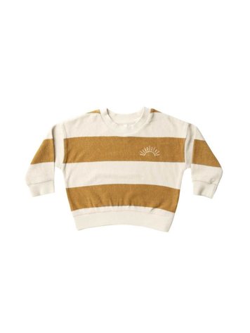 RYLEE AND CRU Gold Stripe Terry Crewneck