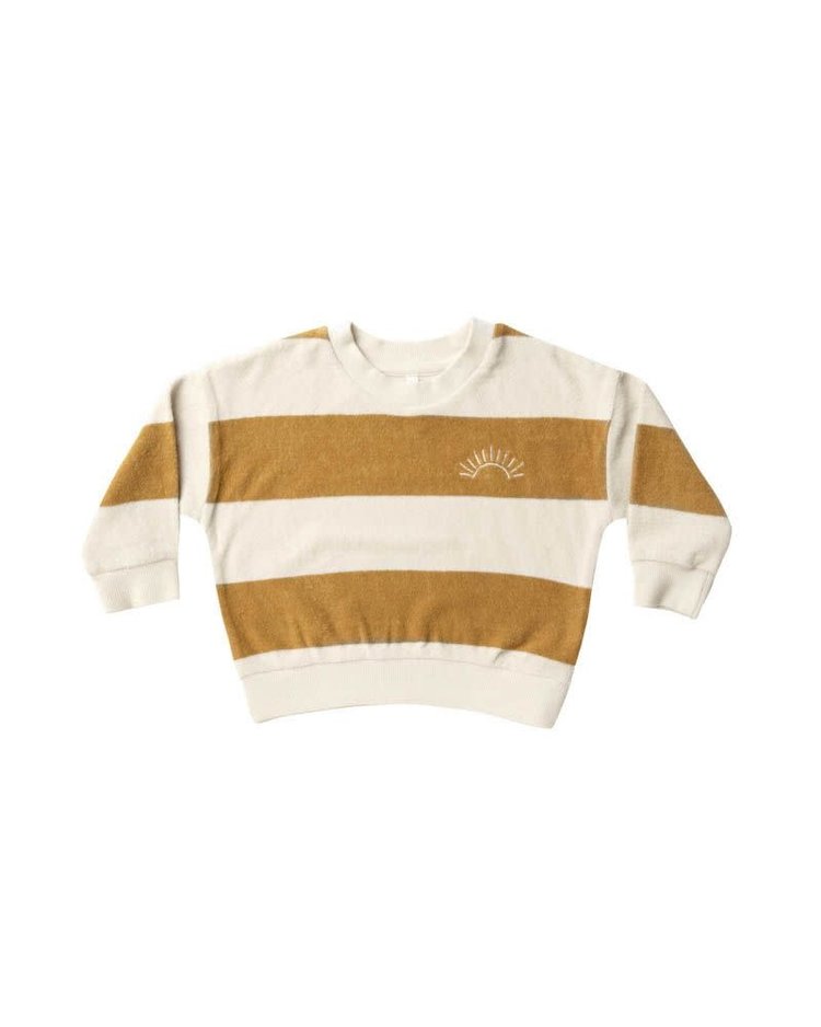 RYLEE AND CRU Gold Stripe Terry Crewneck