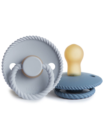 MUSHIE FRIGG Rope Natural Rubber Pacifier 0-6 Months - Powder Blue/Ocean View