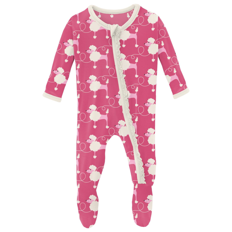 KICKEE PANTS Print Muffin Ruffle Footie with Zipper