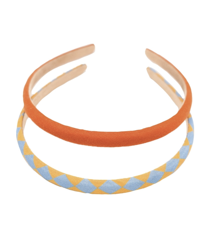 GRECH & CO Checks Laguna + Wheat Headbands - Set of 2