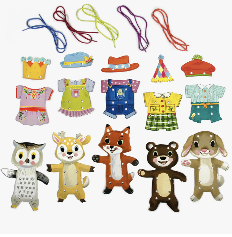 EEBOO Woodland Friends Dress Up Lacing Card