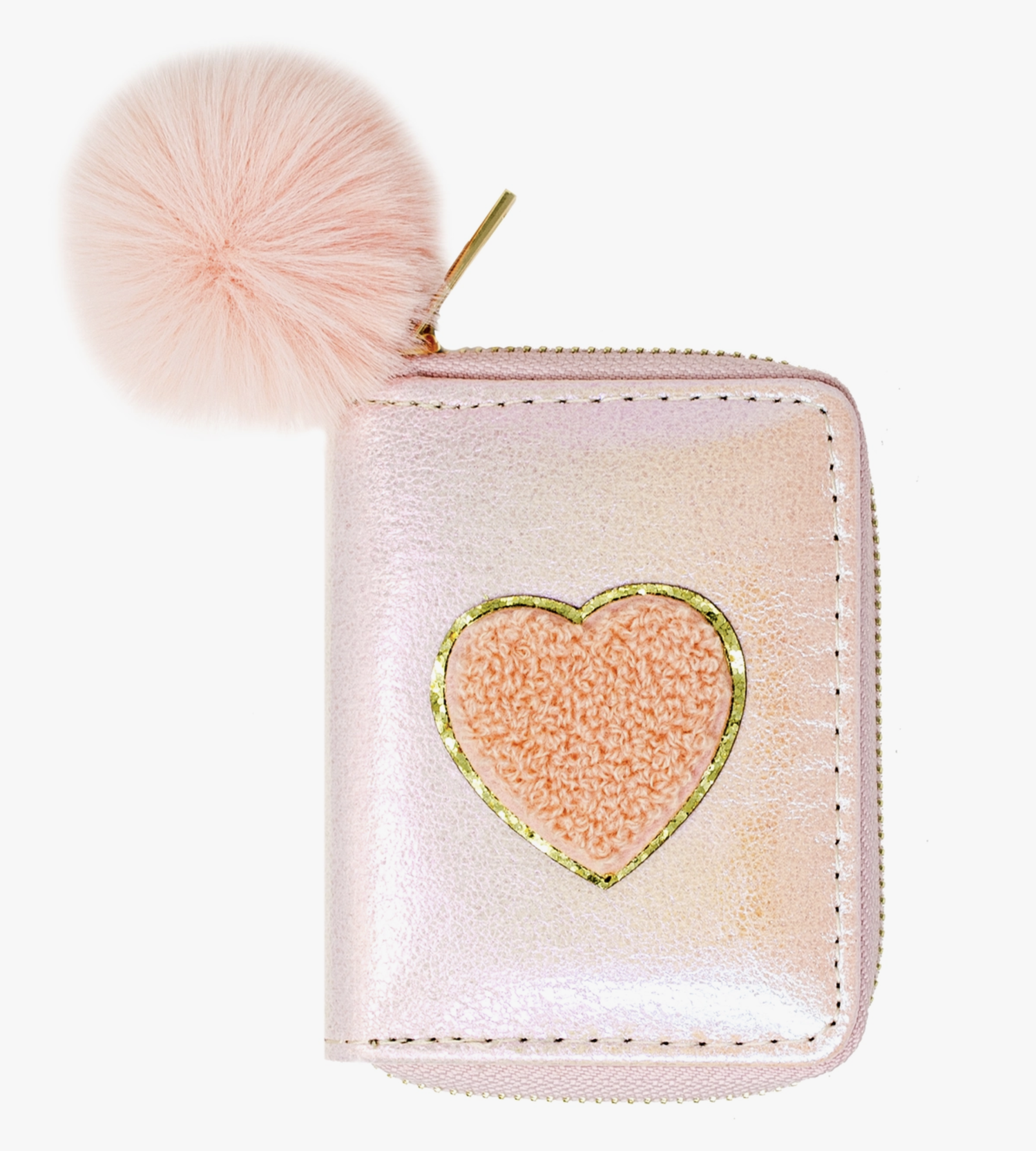 Pink Furry Heart Coin Purse