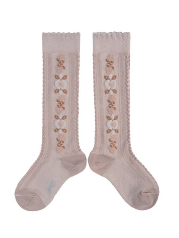 Jacquard Flower Knee High Baby Sock