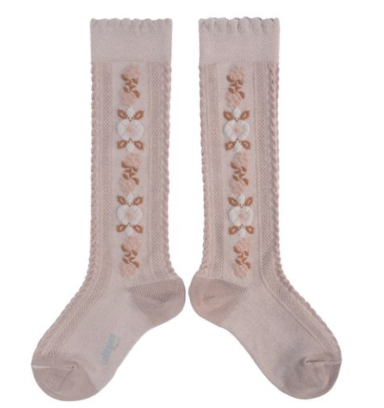 COLLEGIEN Jacquard Flower Knee High Baby Sock