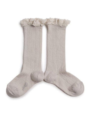 COLLEGIEN Adeline Pointelle Wool Girls Knee High