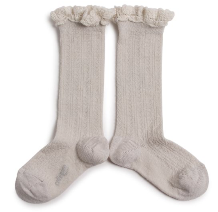 COLLEGIEN Adeline Pointelle Wool Girls Knee High