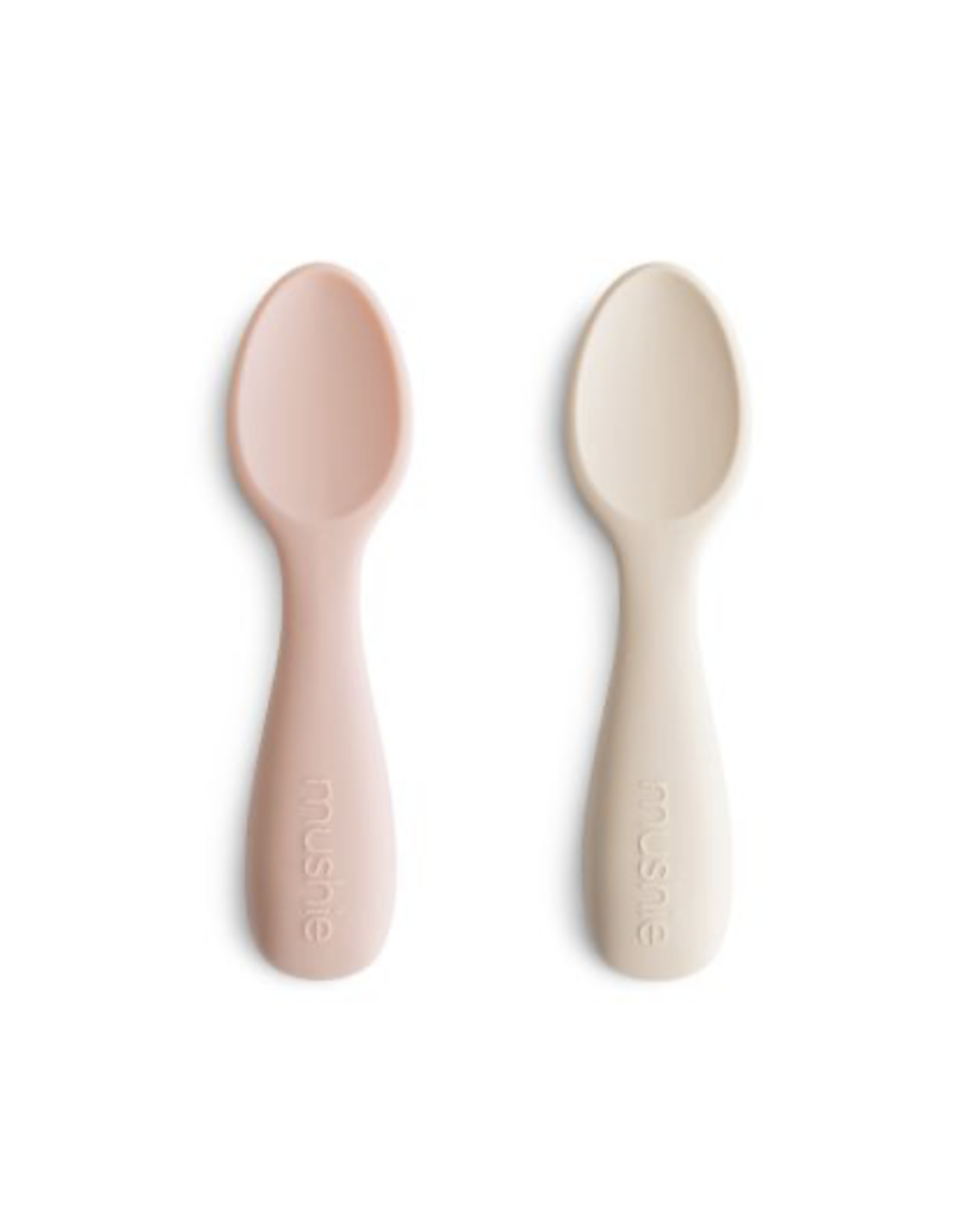 MUSHIE Silicone Toddler Starter Spoons - Blush/Sand - The Spotted