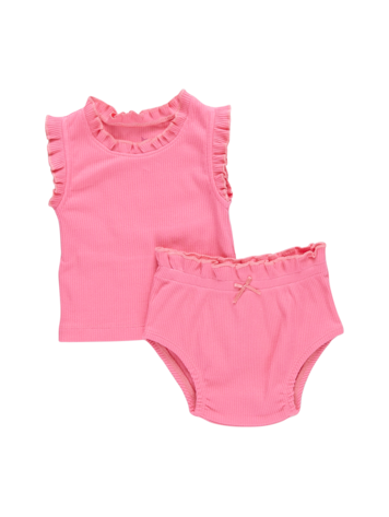 PINK CHICKEN Baby Organic Ruffle Rib Set
