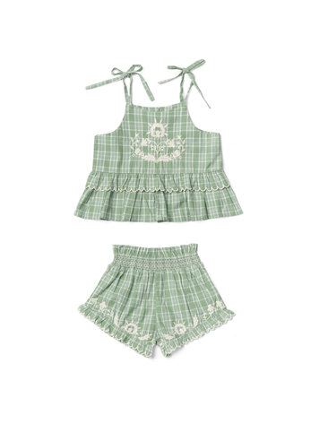 LALI KIDS Summer Blossom Plaid Set
