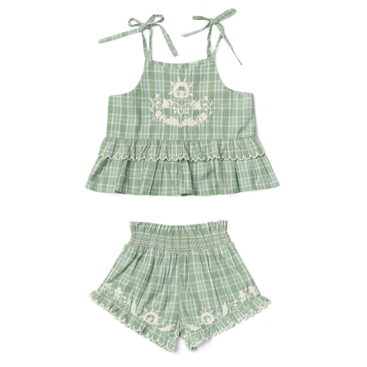 LALI KIDS Summer Blossom Plaid Set