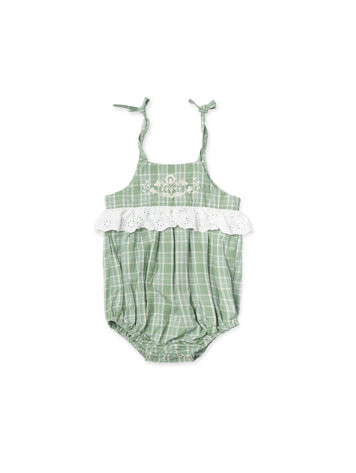 LALI KIDS Summer Flora Plaid Romper