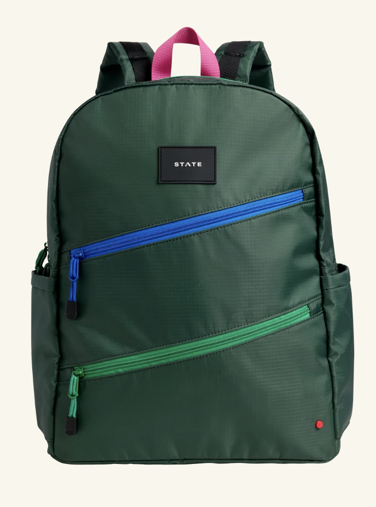 STATE BAGS Kane Large Backpack - Olive Diagonal Zipper