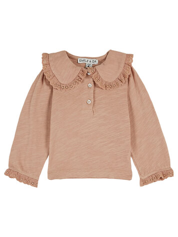 EMILE ET IDA Embroidered Jersey Blouse