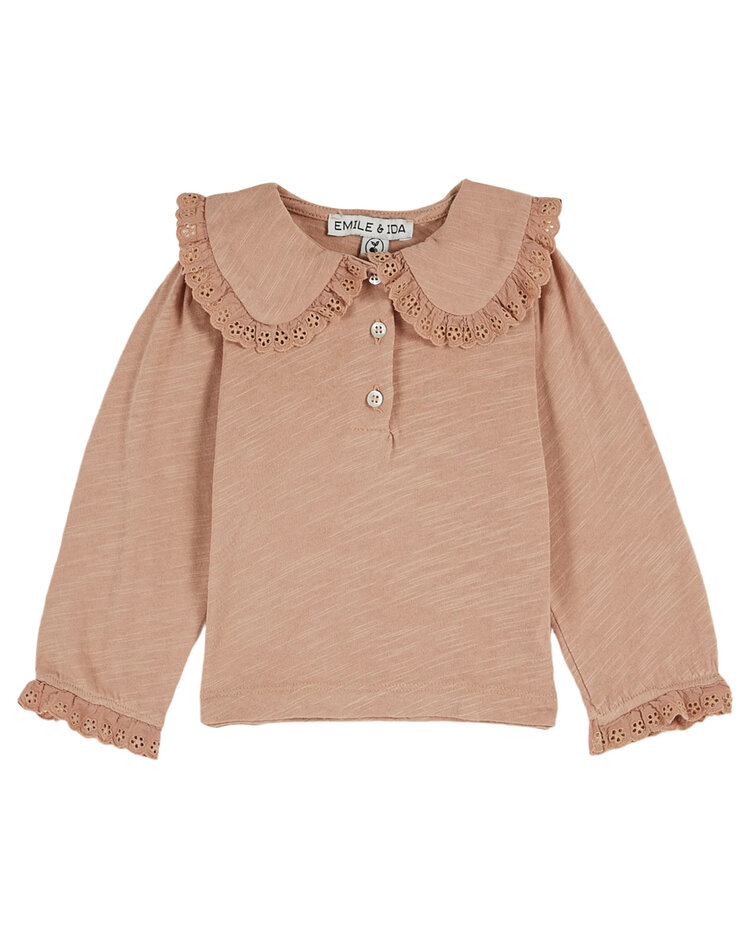 EMILE ET IDA Embroidered Jersey Blouse