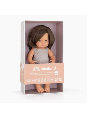 MINILAND EDUCATIONAL Colorful Doll - Brunette 15"