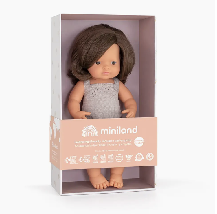 MINILAND EDUCATIONAL Colorful Doll - Brunette 15"