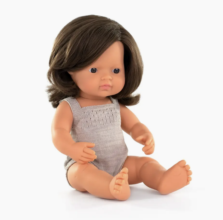 MINILAND EDUCATIONAL Colorful Doll - Brunette 15"