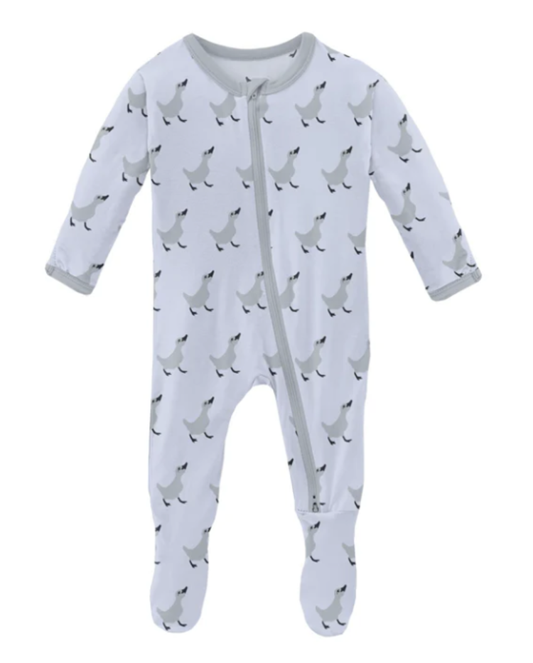 KICKEE PANTS Print Footie With 2 Way Zipper