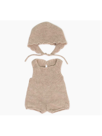 MINILAND EDUCATIONAL Knitted Doll15"  Outfit - Romper & Bonnet