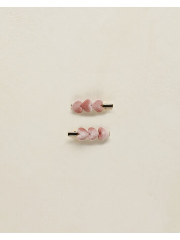 NORALEE Velvet Heart Clips - Bubblegum