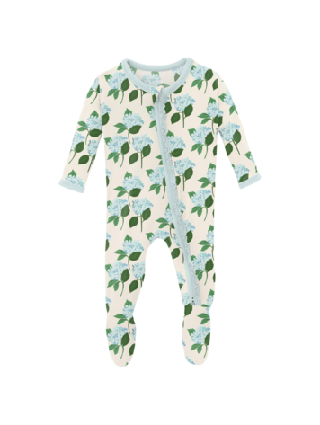 KICKEE PANTS Print Muffin Ruffle Zipper Footie