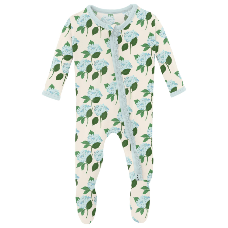 KICKEE PANTS Print Muffin Ruffle Zipper Footie