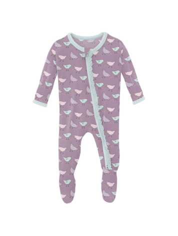 KICKEE PANTS Chicken Muffin Ruffle Zipper Footie