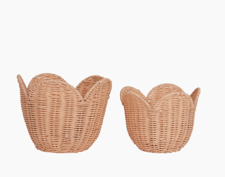 Rattan Lily Pink Basket - Large
