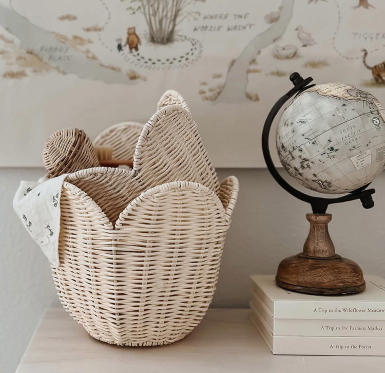 Rattan Lily Cream Basket - Small