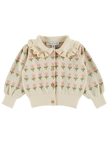 EMILE ET IDA Floral Baby Cardigan