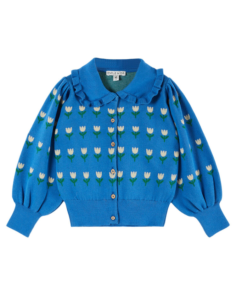 EMILE ET IDA Floral Girls Cardigan
