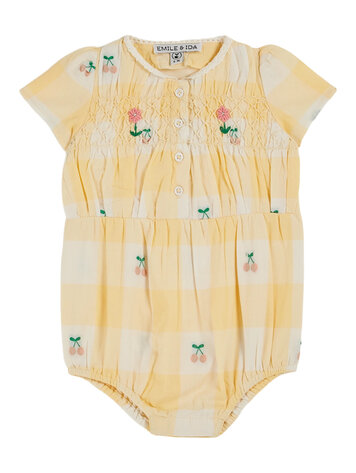 EMILE ET IDA Smocked Cerises Romper