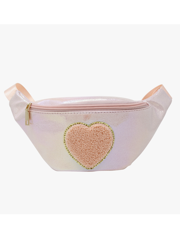 Shiny Heart Patch Sling Bag - Pink