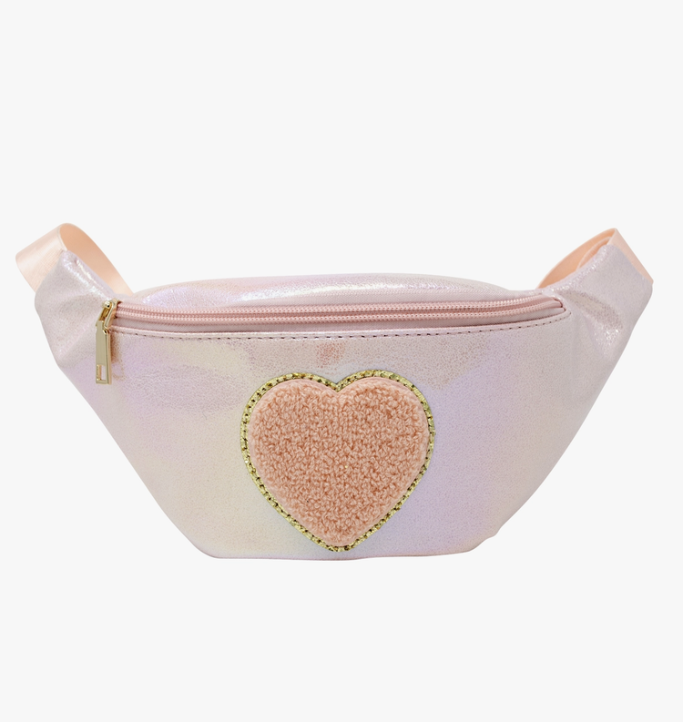 Shiny Heart Patch Sling Bag - Pink
