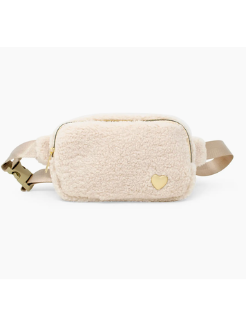 Fuzzy Heart Belt Bag - Beige