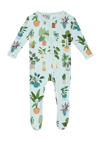 KICKEE PANTS House Plants 2 Way Zipper Footie