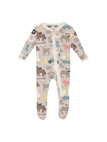 KICKEE PANTS Morning On The Farm Footie