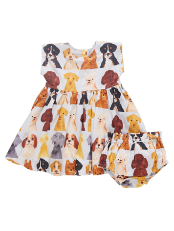 PINK CHICKEN Baby Adaline Dogs Dress Set