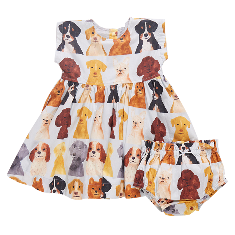 PINK CHICKEN Baby Adaline Dogs Dress Set